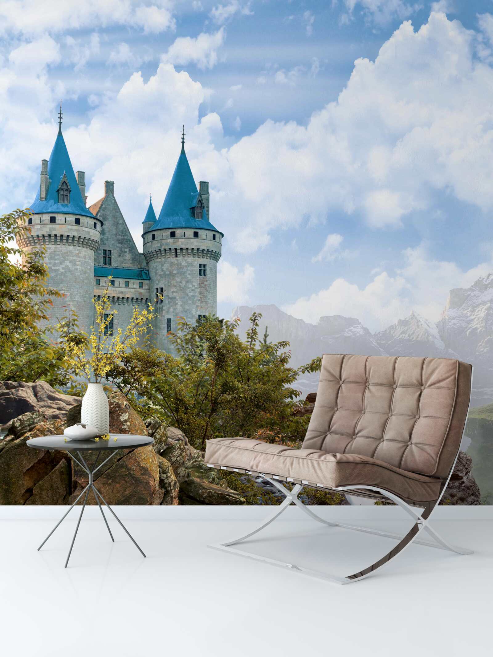 Фотошпалери казковий замок, висічений у скелях