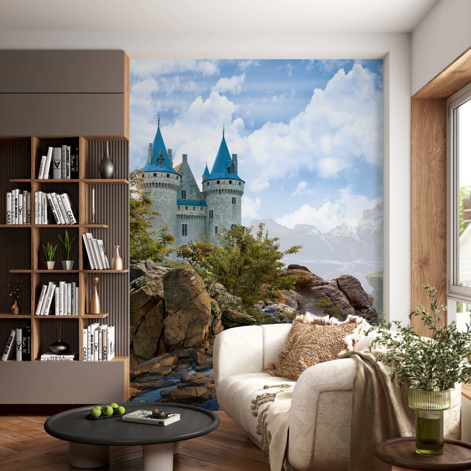 Фотошпалери казковий замок, висічений у скелях