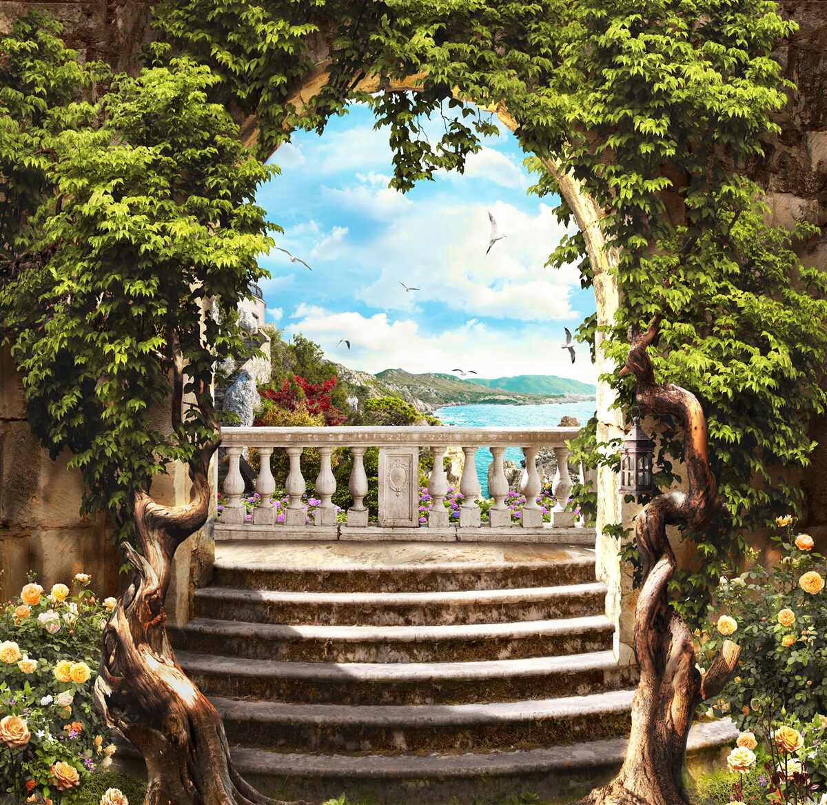 Фотошпалери сходи, що ведуть на балкон