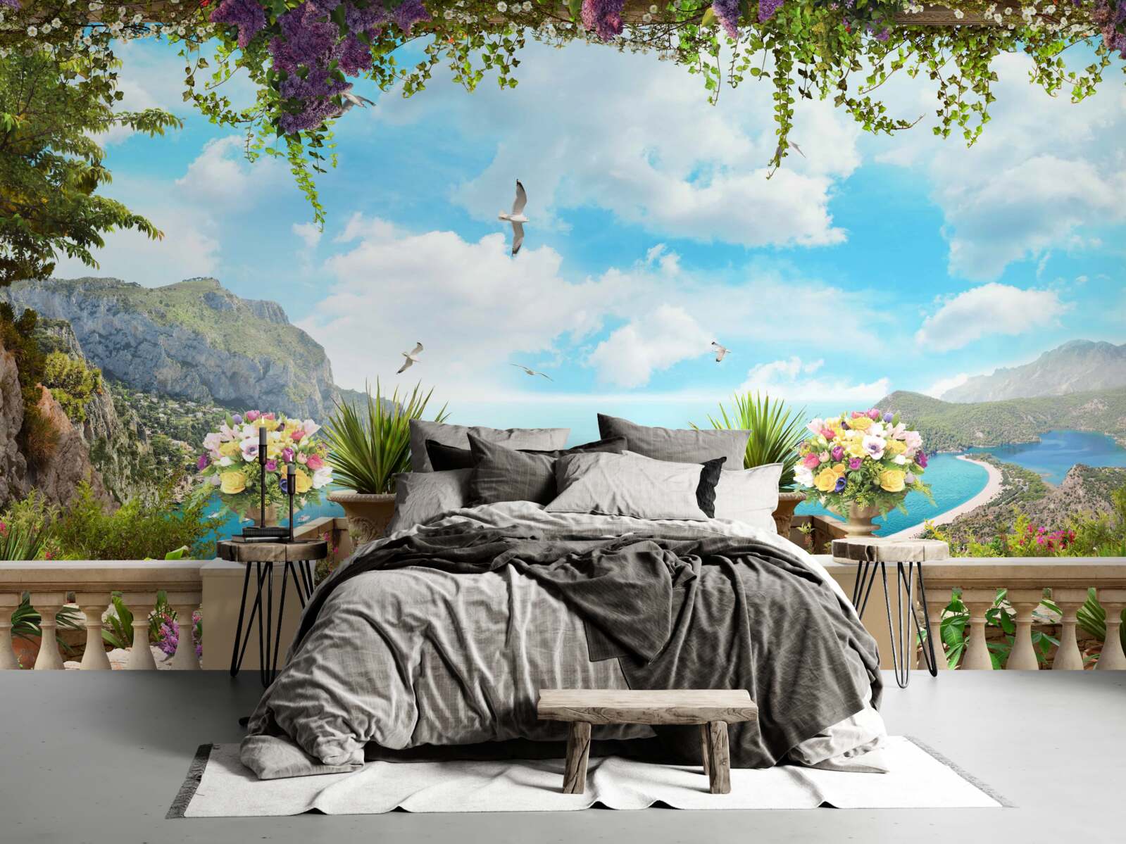 Фотошпалери панорамний вид на море та зелені зони з балкона