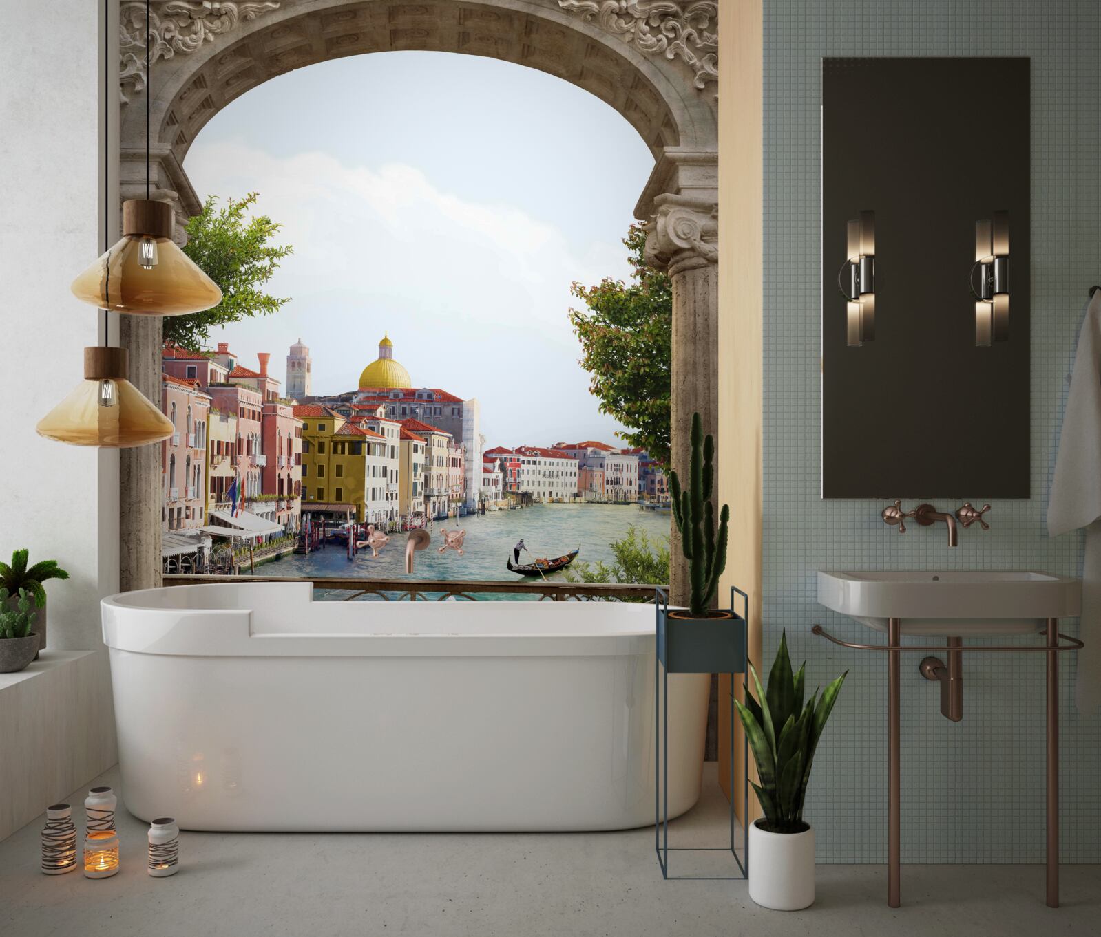 Фотошпалери Арка на терасі та чудовий краєвид