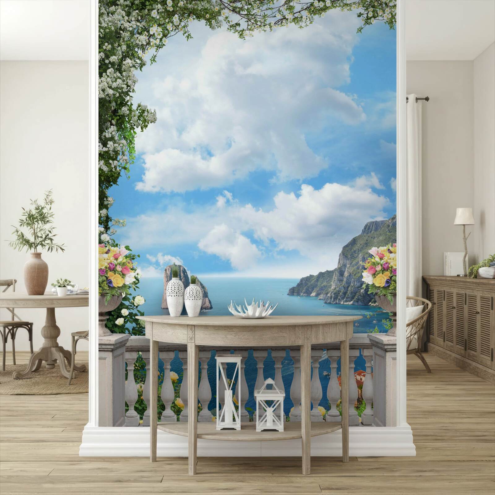 Фотошпалери панорамний вид на море і скелі з мальовничого балкона