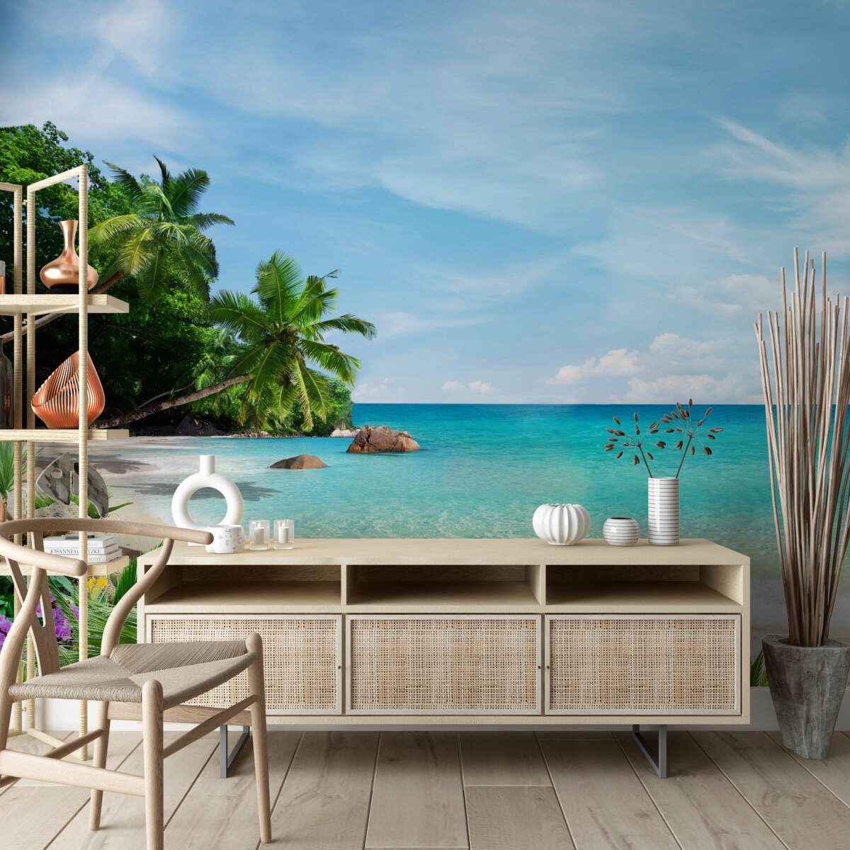 Фотошпалери пляж з піском і морською гладінню