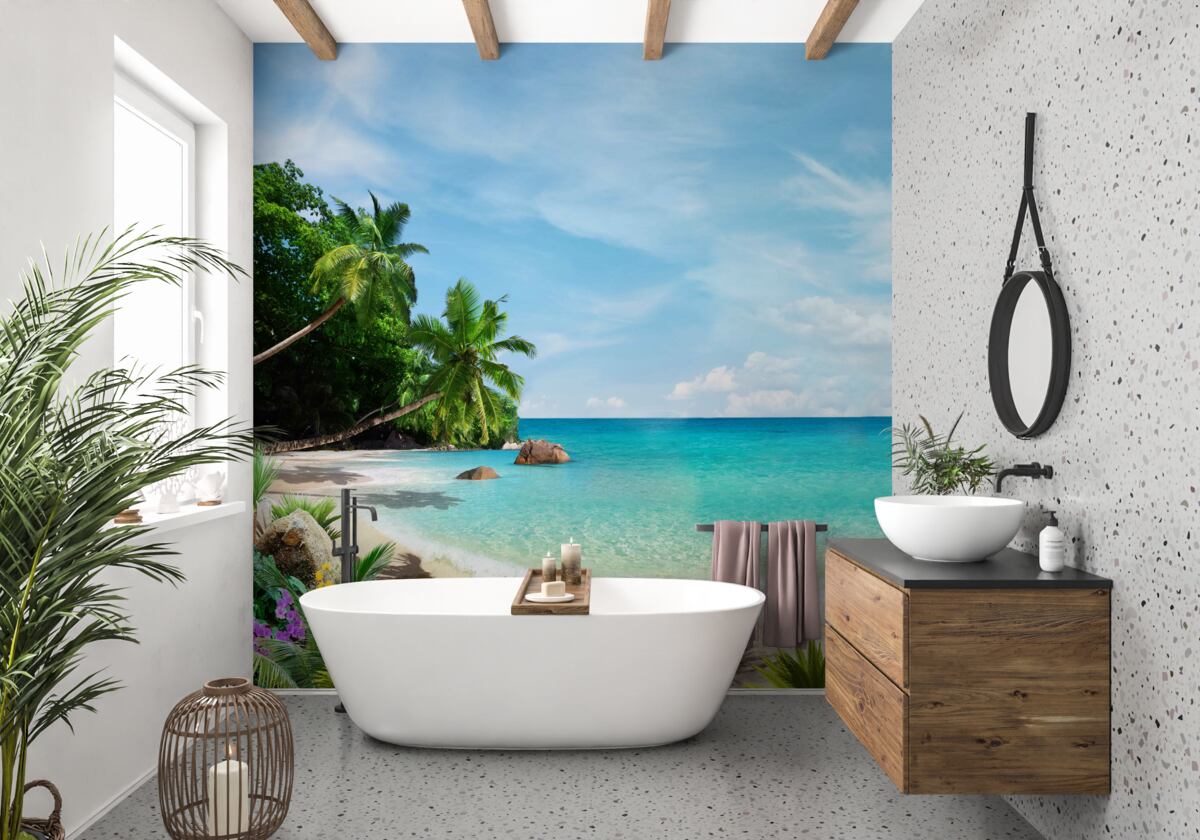 Фотошпалери пляж з піском і морською гладінню