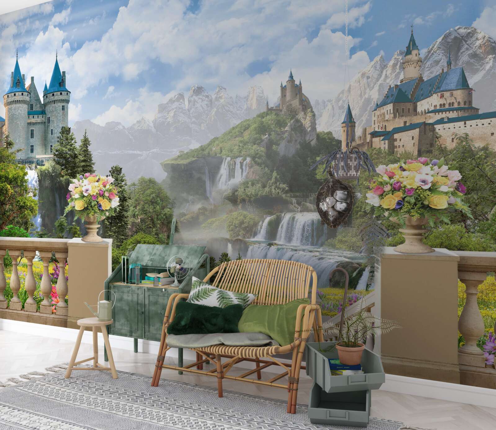 Фотошпалери замки та водоспади