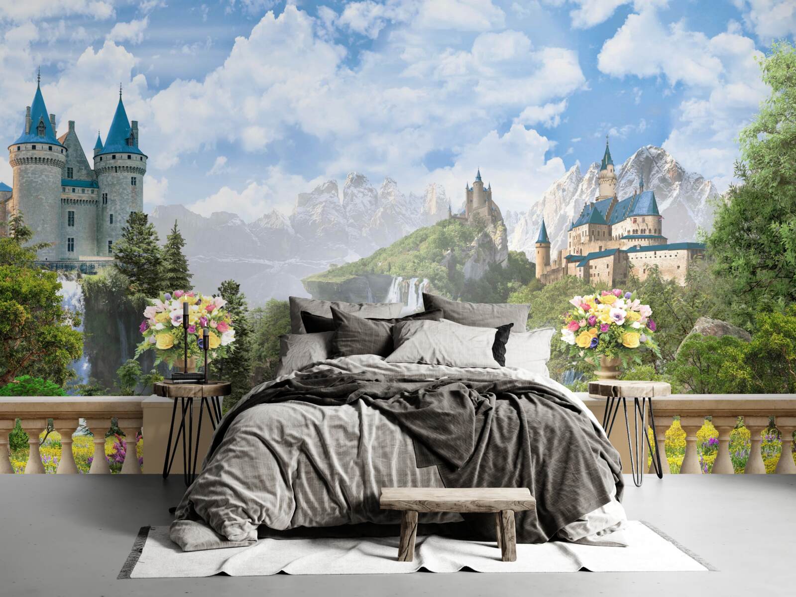 Фотошпалери замки та водоспади