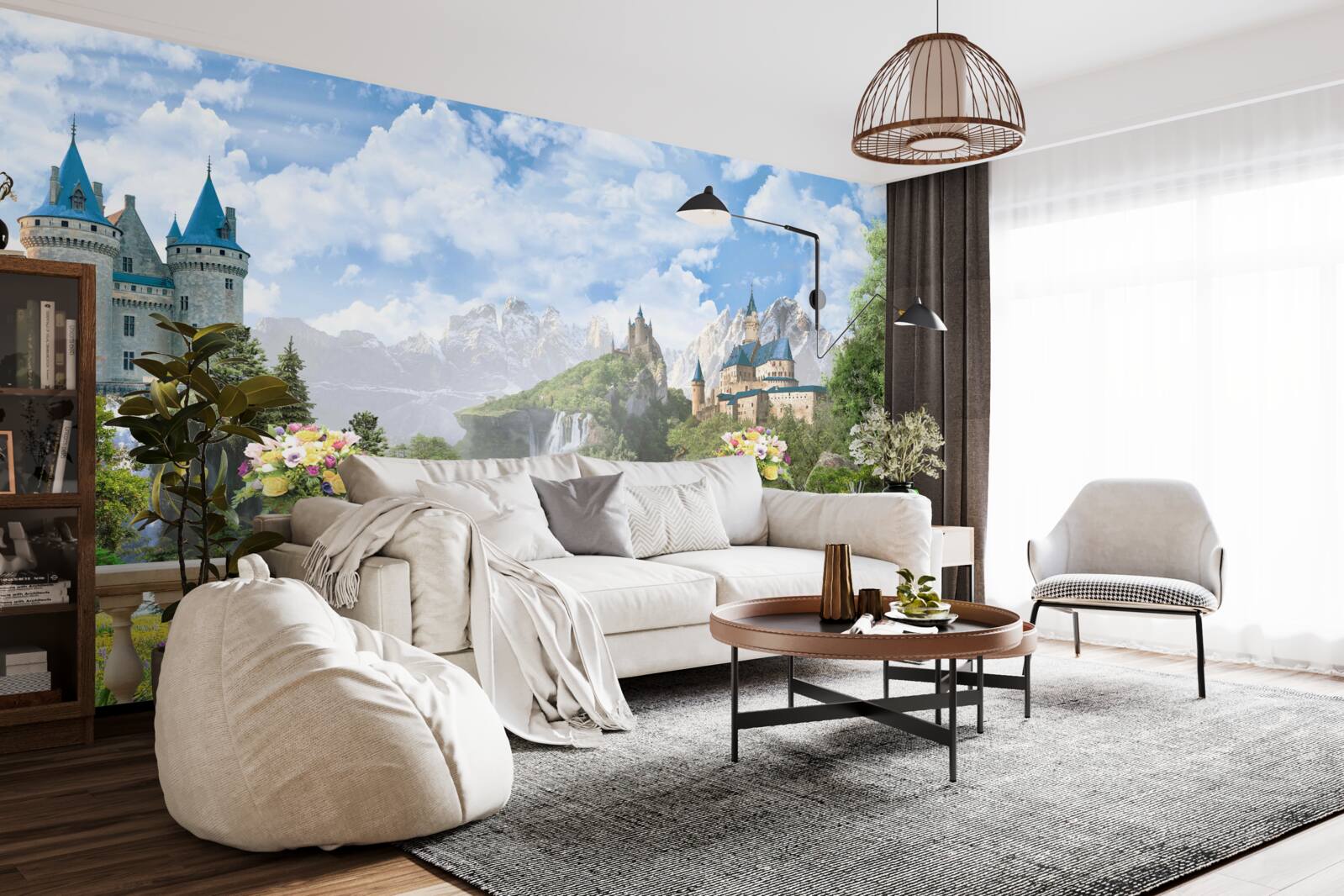 Фотошпалери замки та водоспади