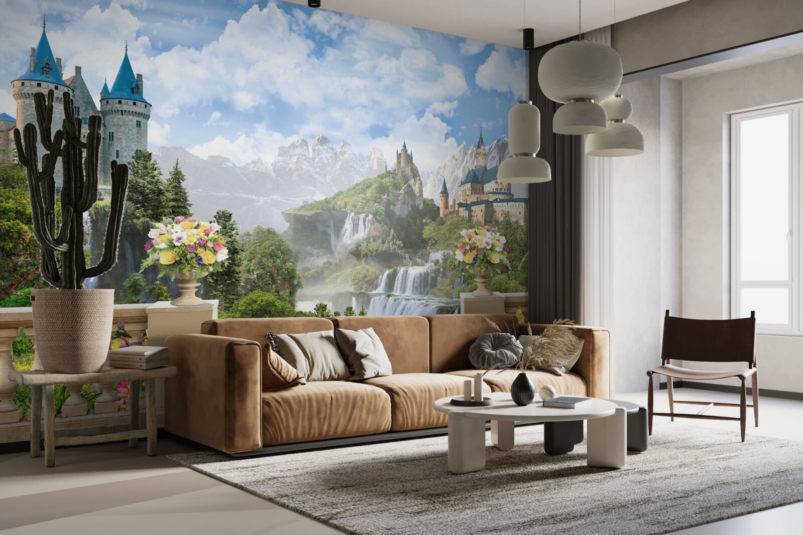 Фотошпалери замки та водоспади