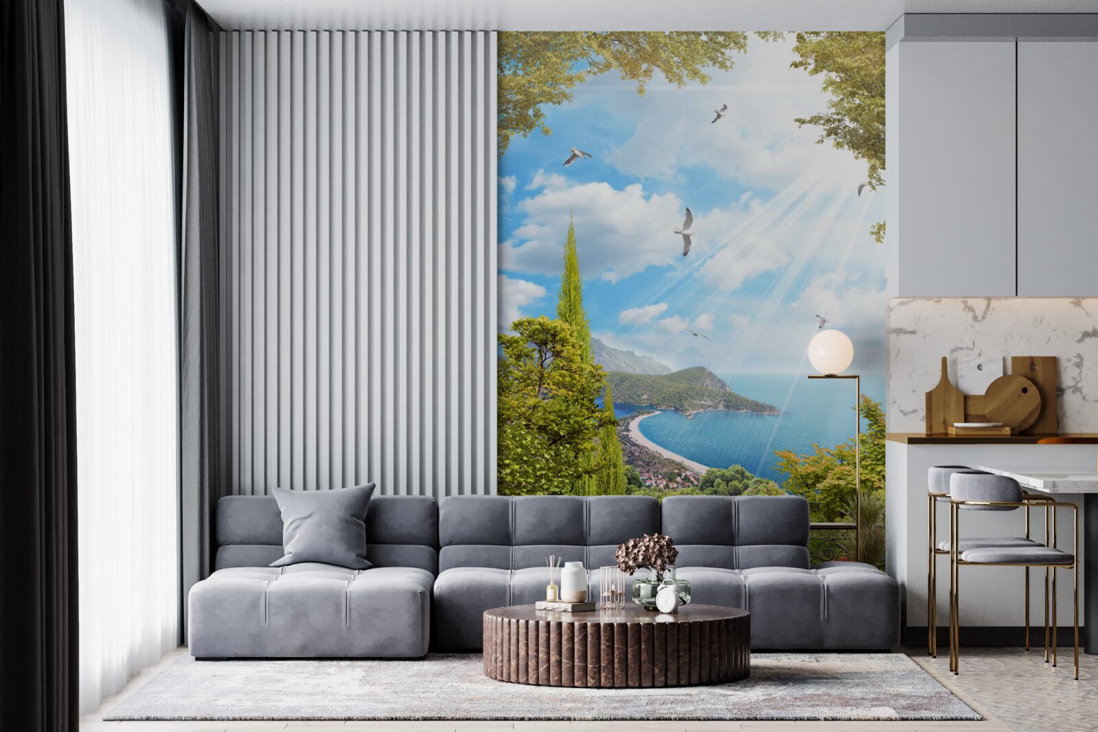 Фотошпалери вид на околиці з балкона