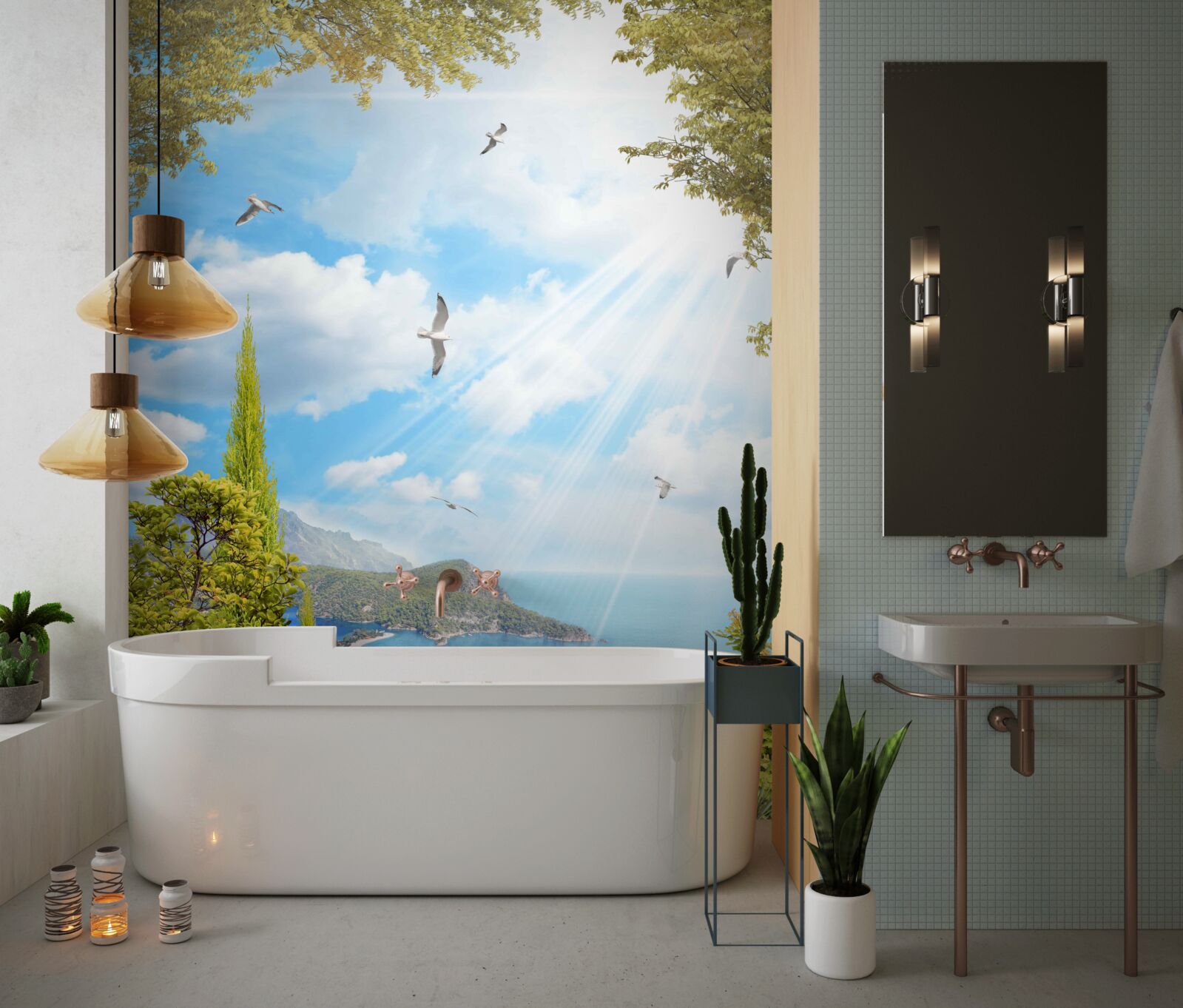 Фотошпалери вид на околиці з балкона