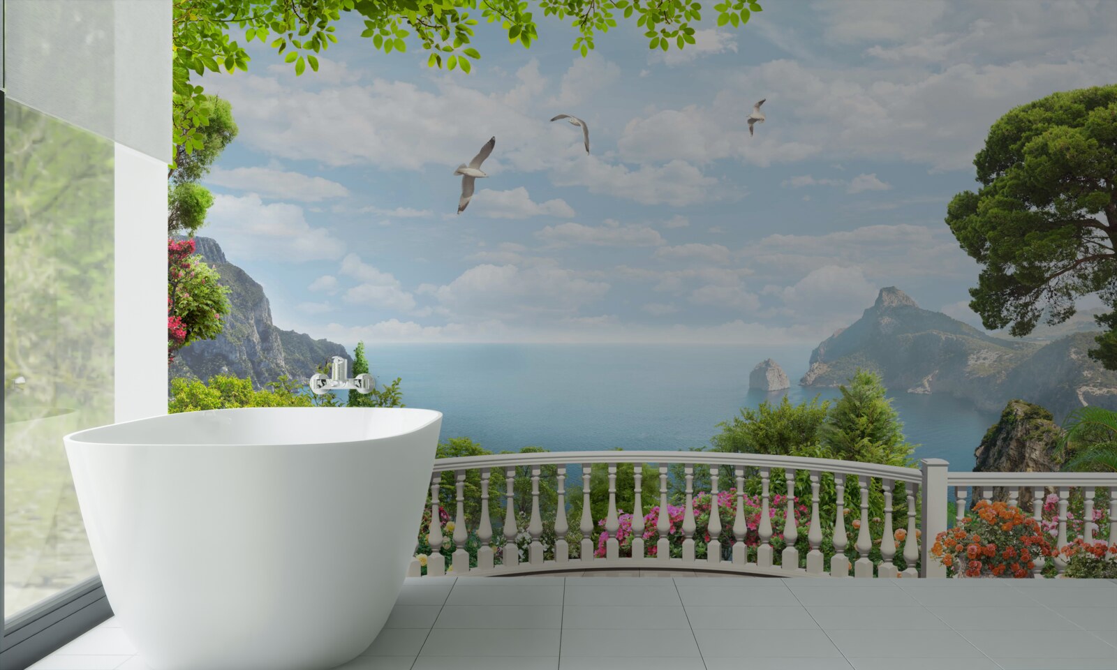 Фотошпалери панорамний вид на море з тераси