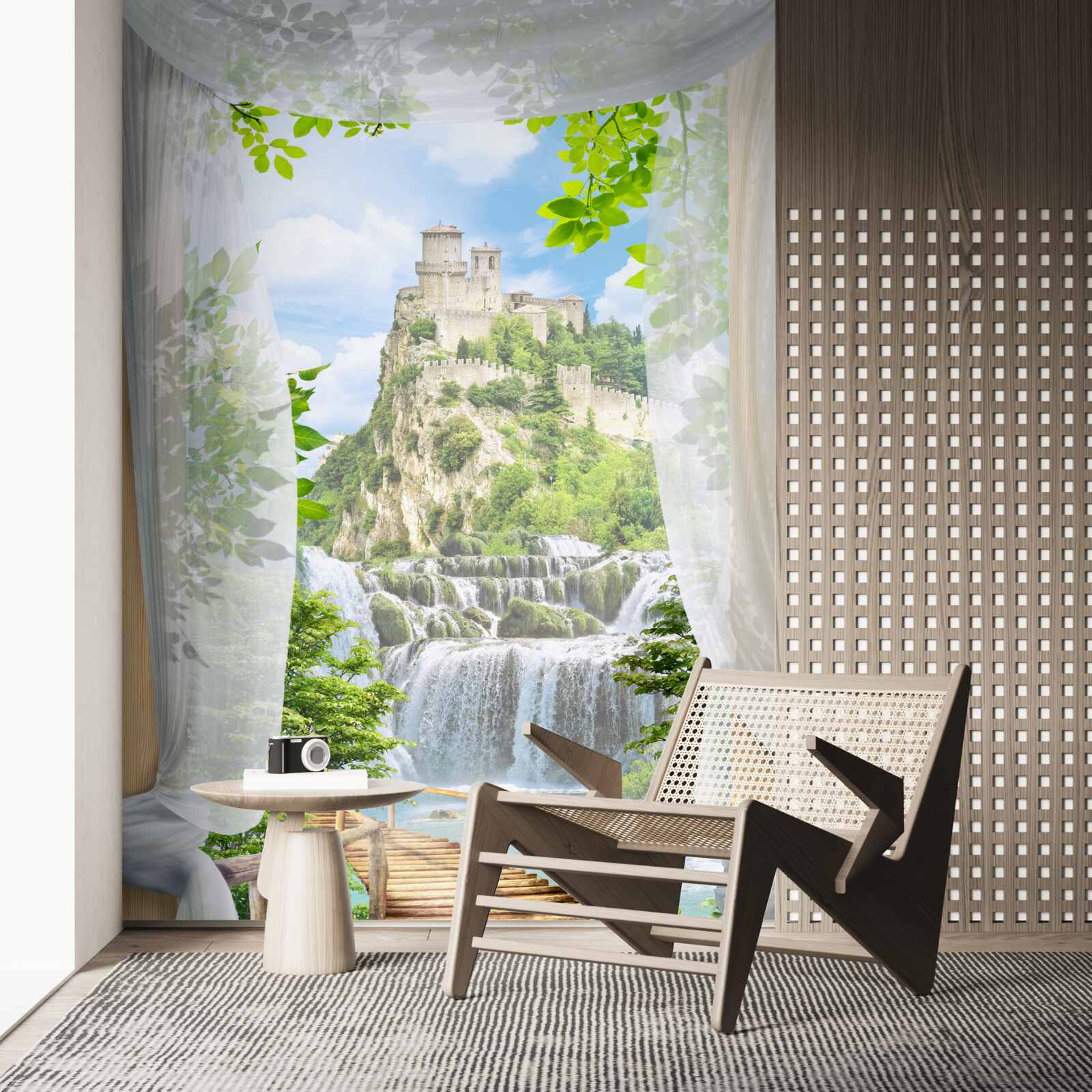 Фотошпалери водоспад і фортеця