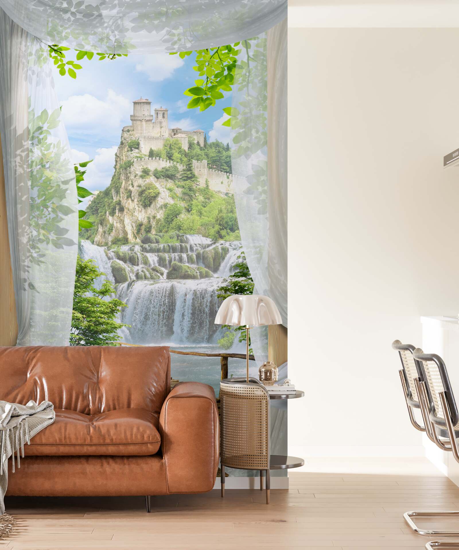 Фотошпалери водоспад і фортеця