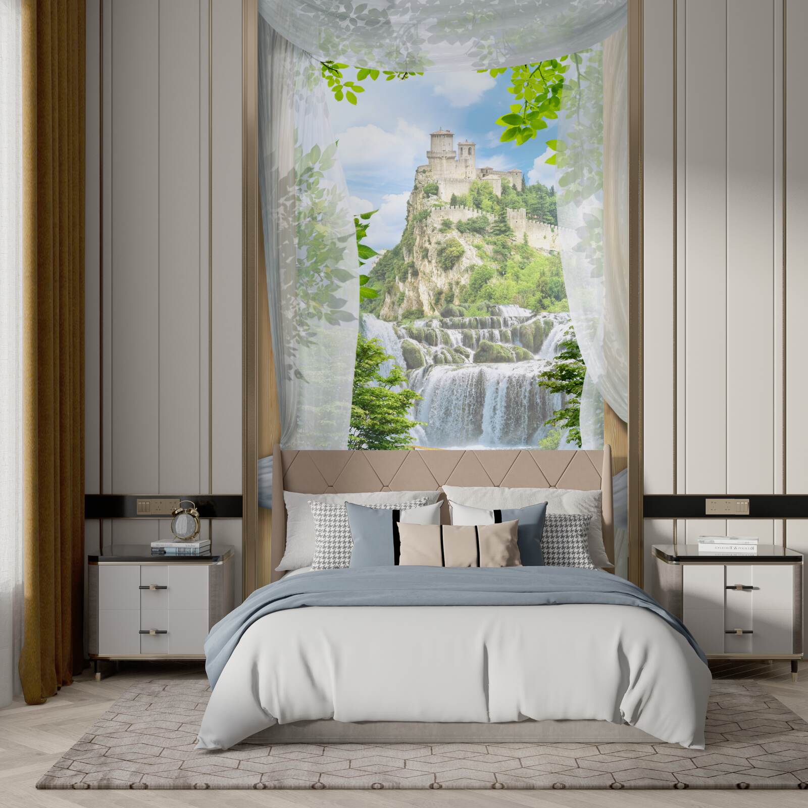 Фотошпалери водоспад і фортеця