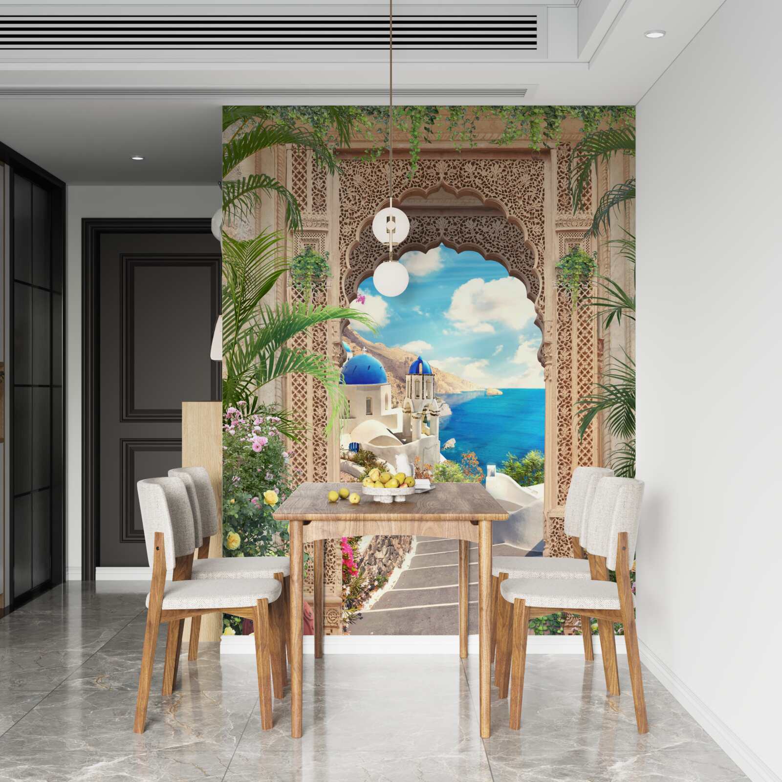 Фотошпалери панорама моря і міста, що відкривається з арки