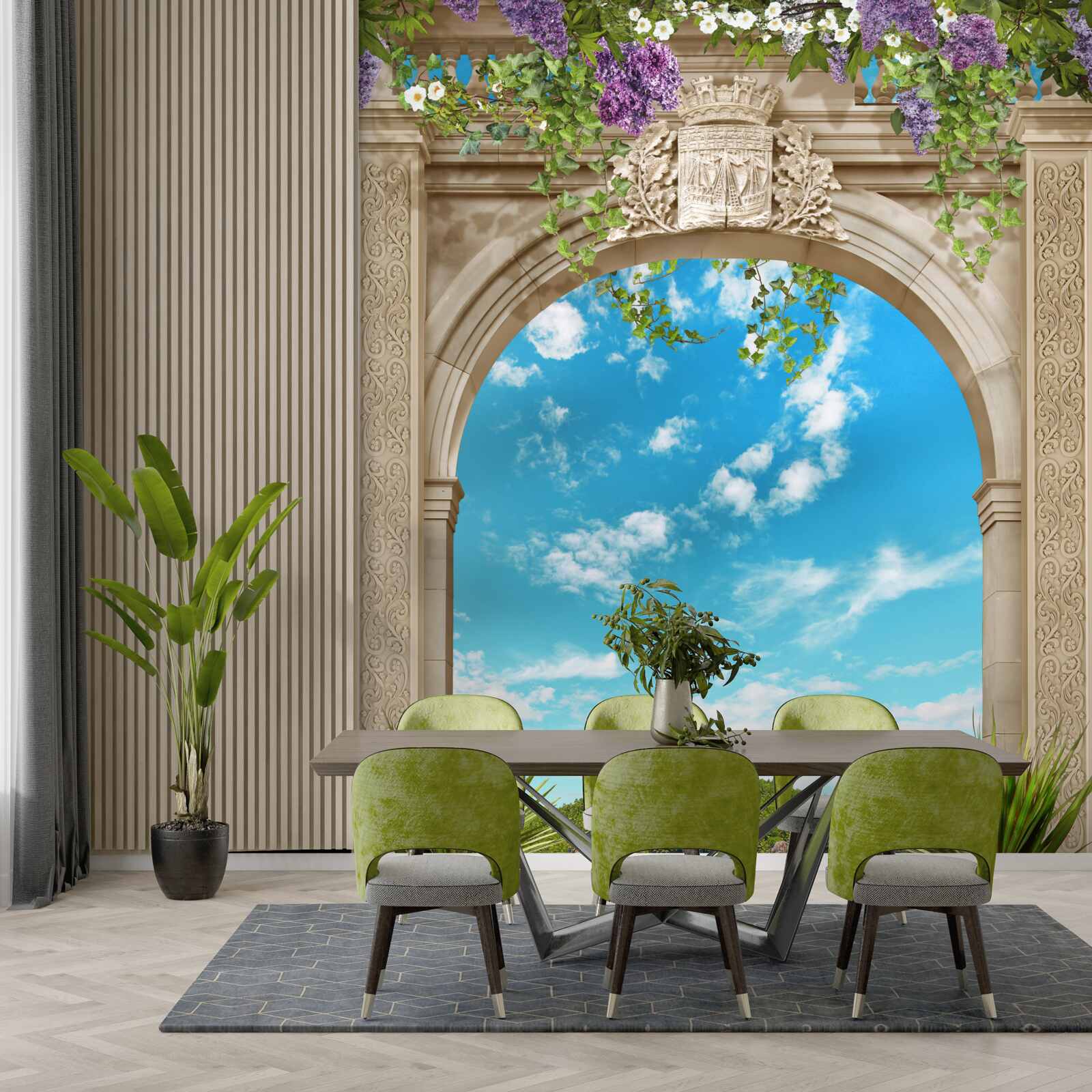 Фотошпалери панорама моря через арку