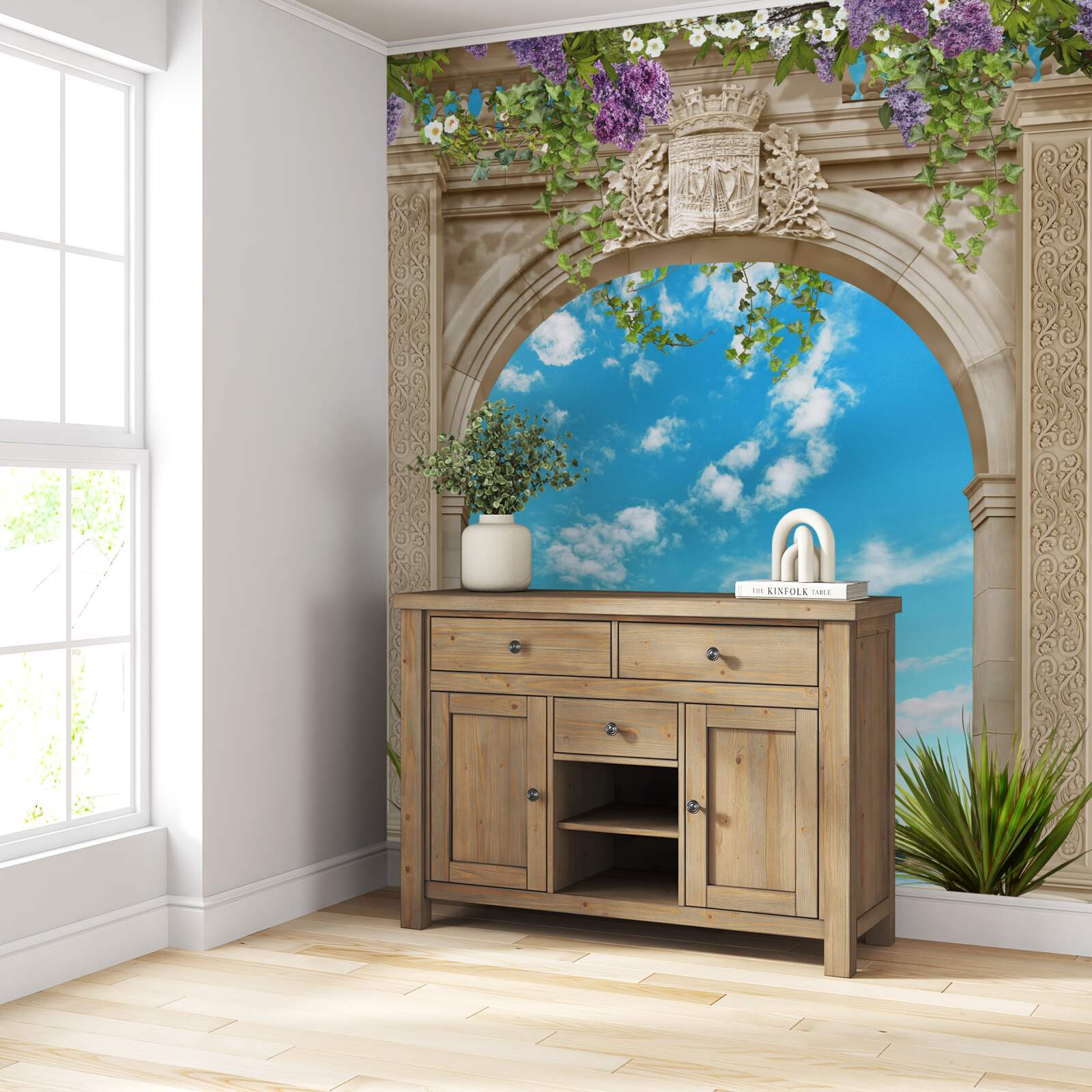 Фотошпалери панорама моря через арку