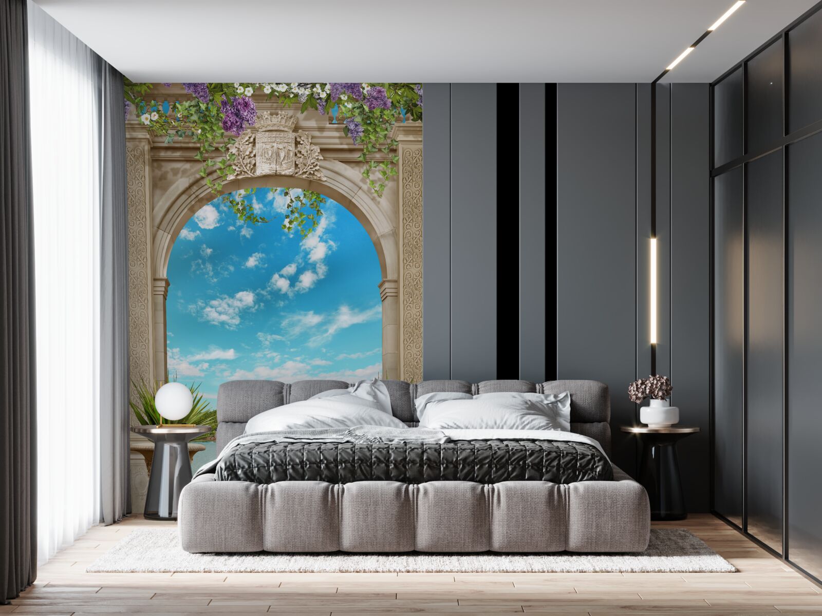 Фотошпалери панорама моря через арку