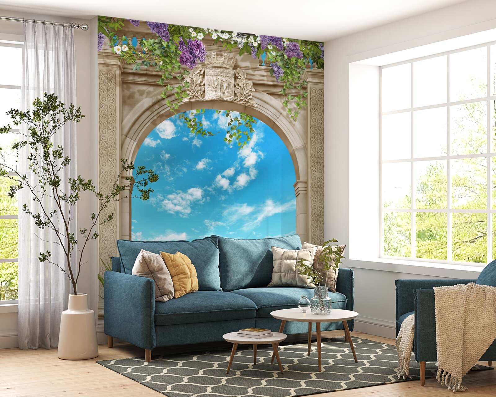 Фотошпалери панорама моря через арку