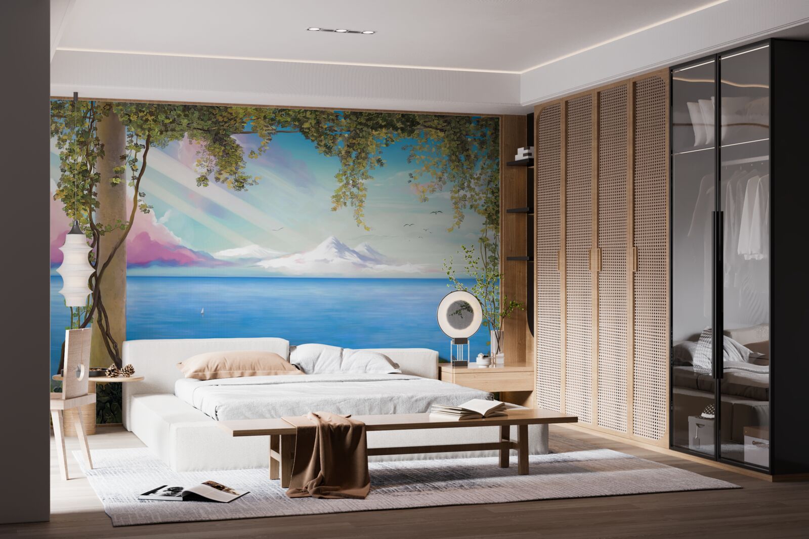 Фотошпалери пейзаж з морем і далекими горами