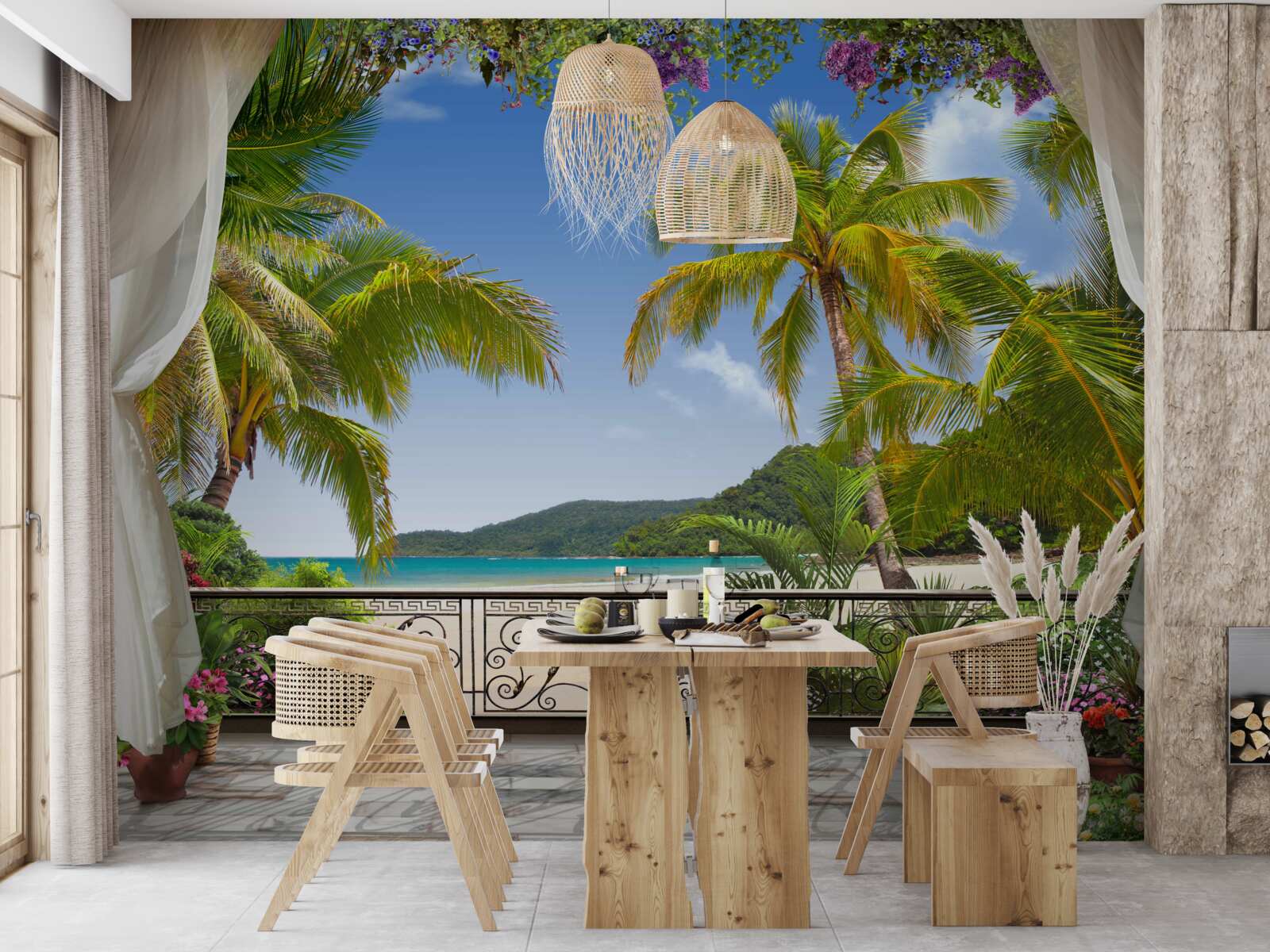 Фотошпалери пейзаж з пальмами на пляжі