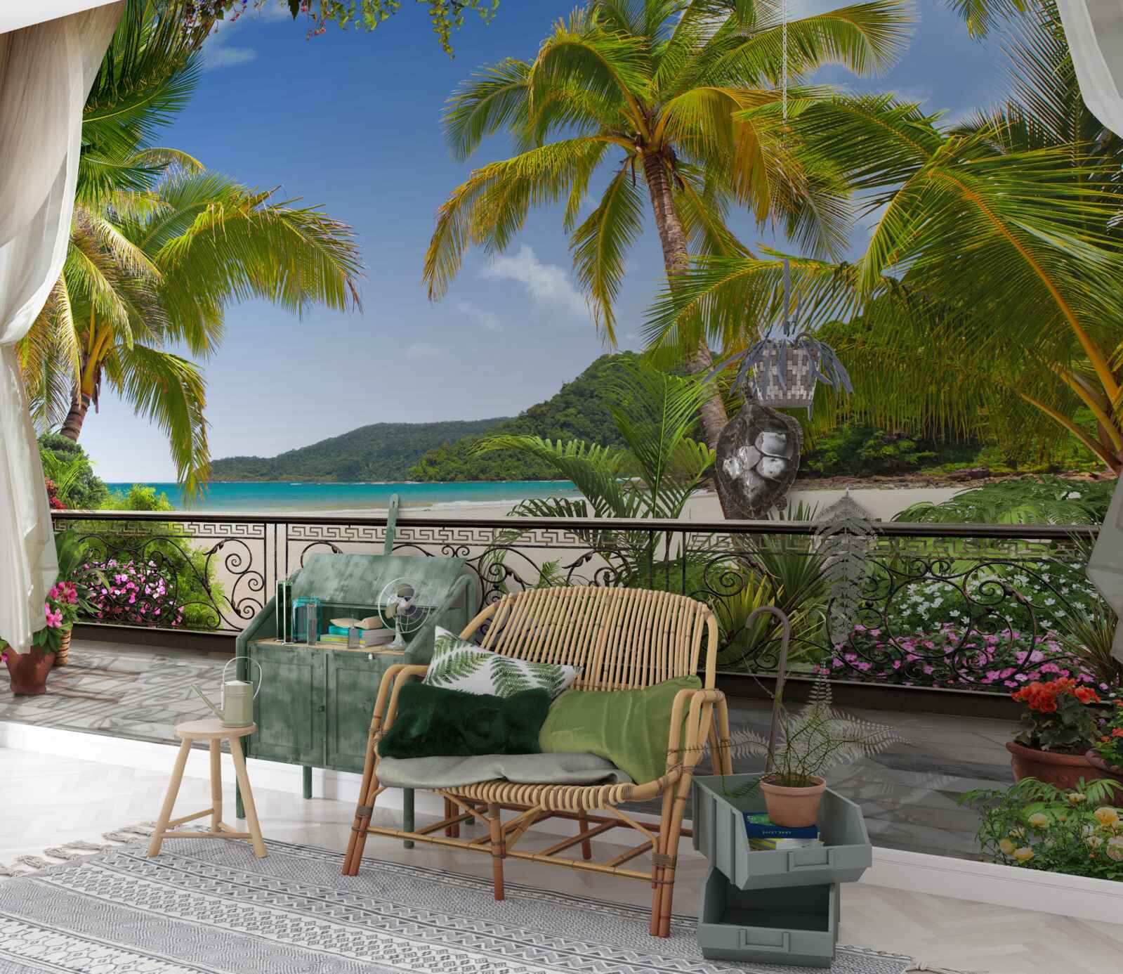 Фотошпалери пейзаж з пальмами на пляжі