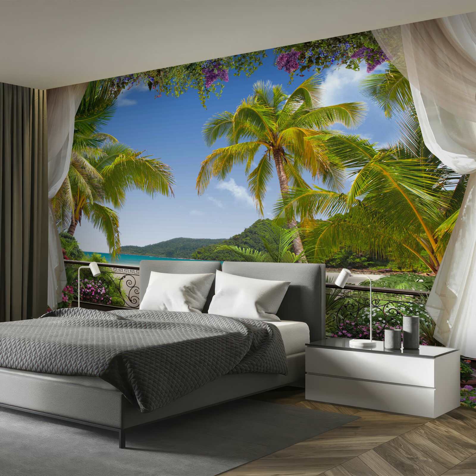 Фотошпалери пейзаж з пальмами на пляжі