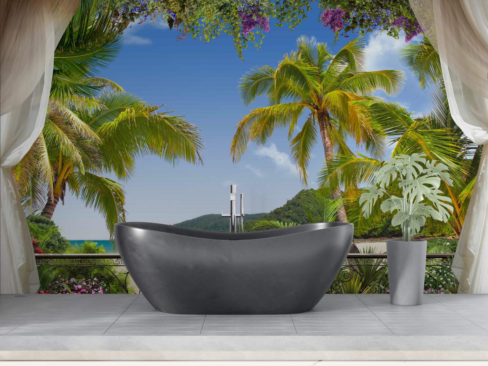 Фотошпалери пейзаж з пальмами на пляжі