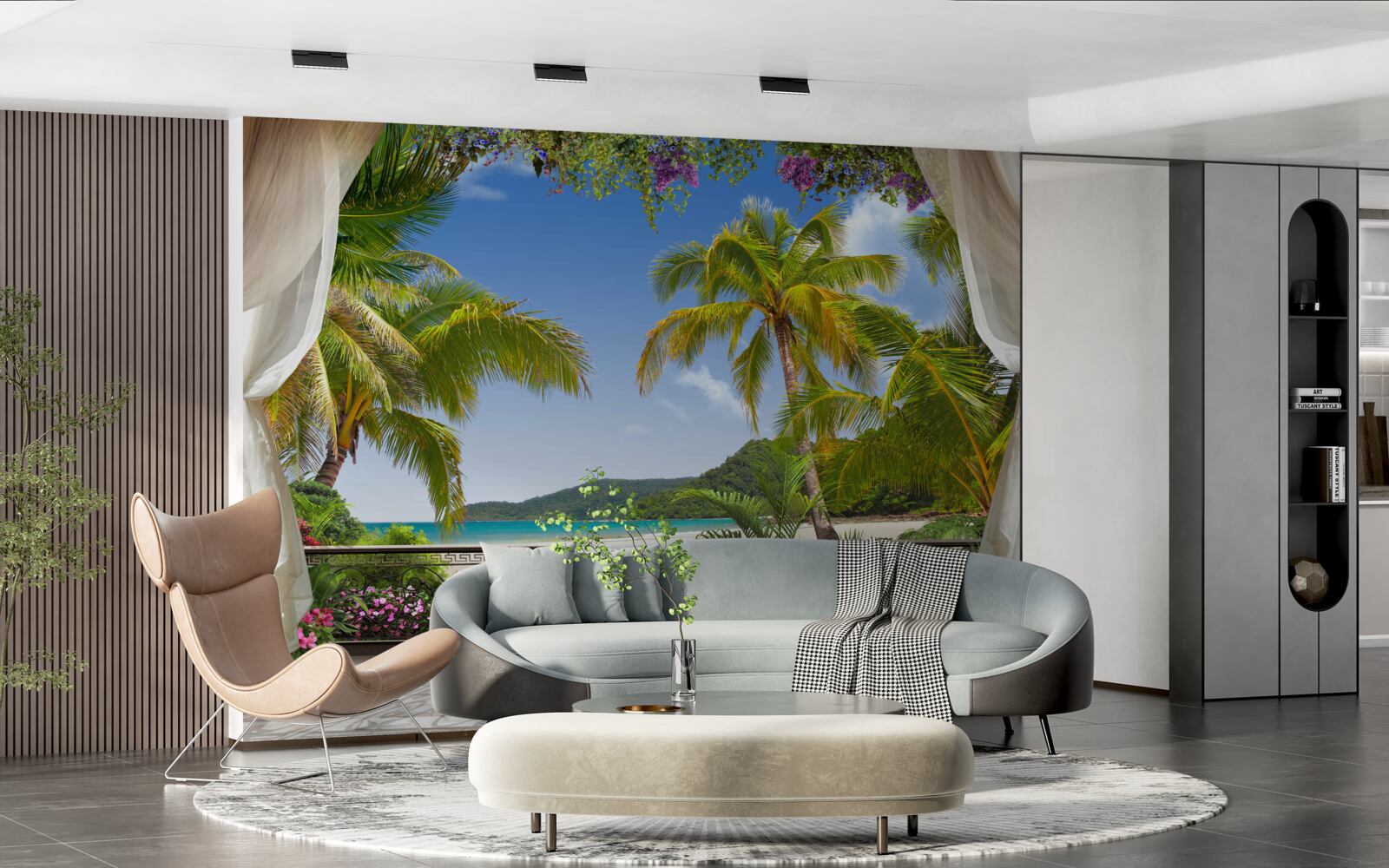 Фотошпалери пейзаж з пальмами на пляжі