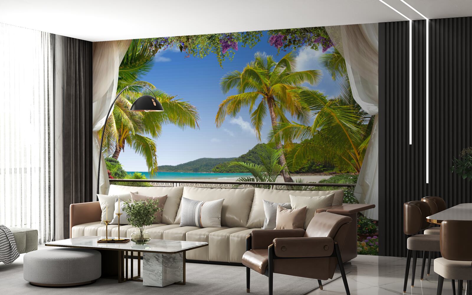 Фотошпалери пейзаж з пальмами на пляжі