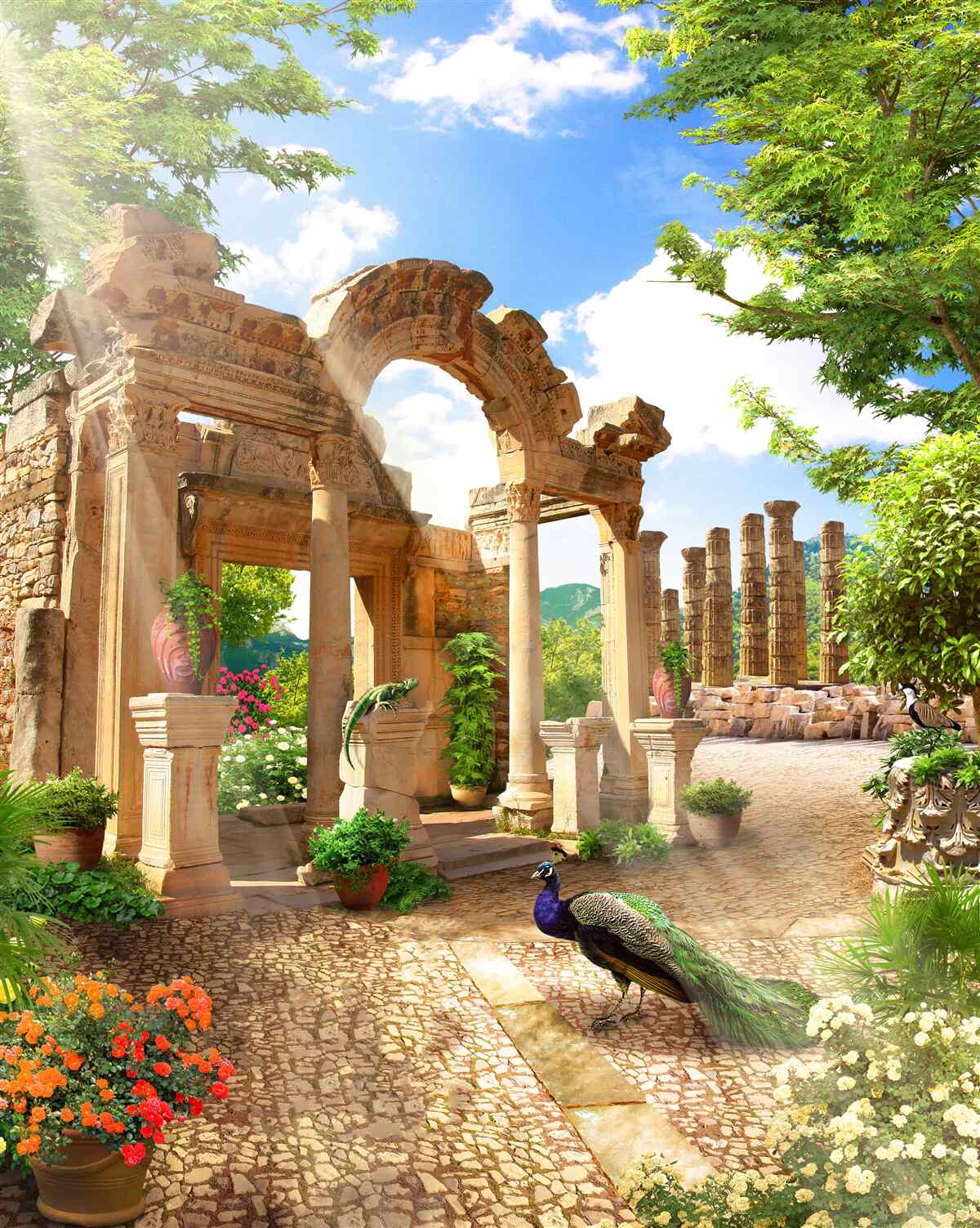 Фотошпалери арочні кам'яні конструкції з опорами