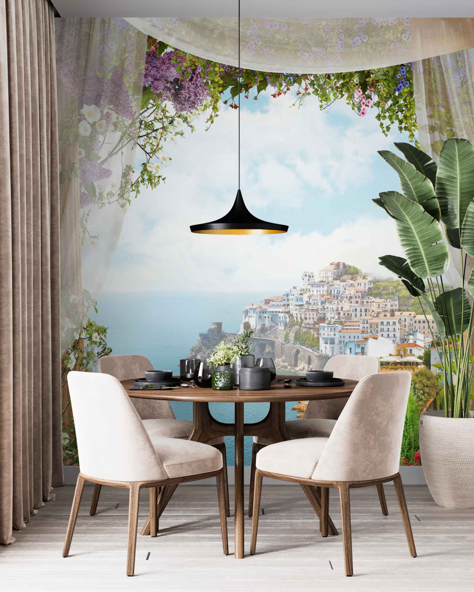 Фотошпалери захоплюючий морський та міський пейзаж