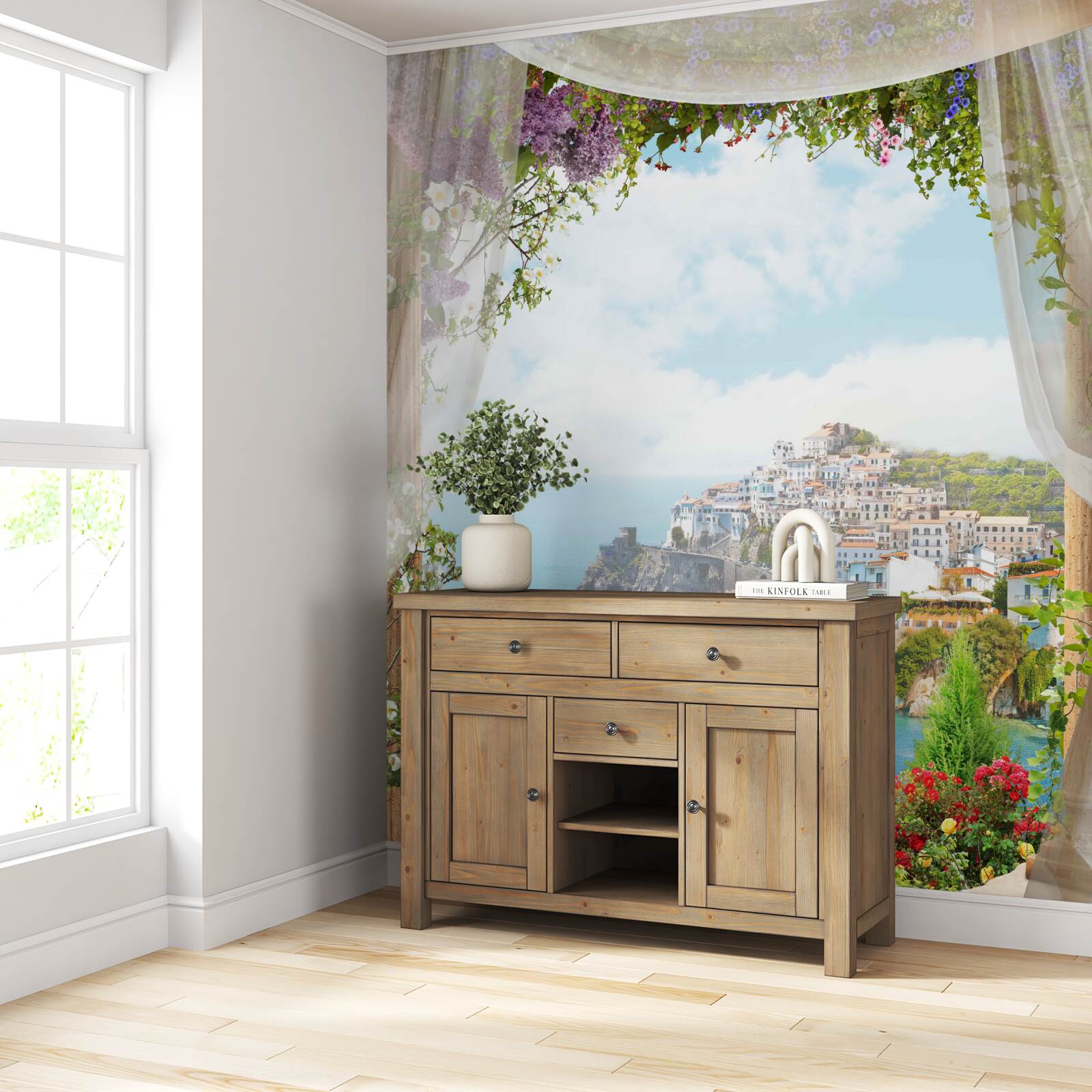 Фотошпалери захоплюючий морський та міський пейзаж