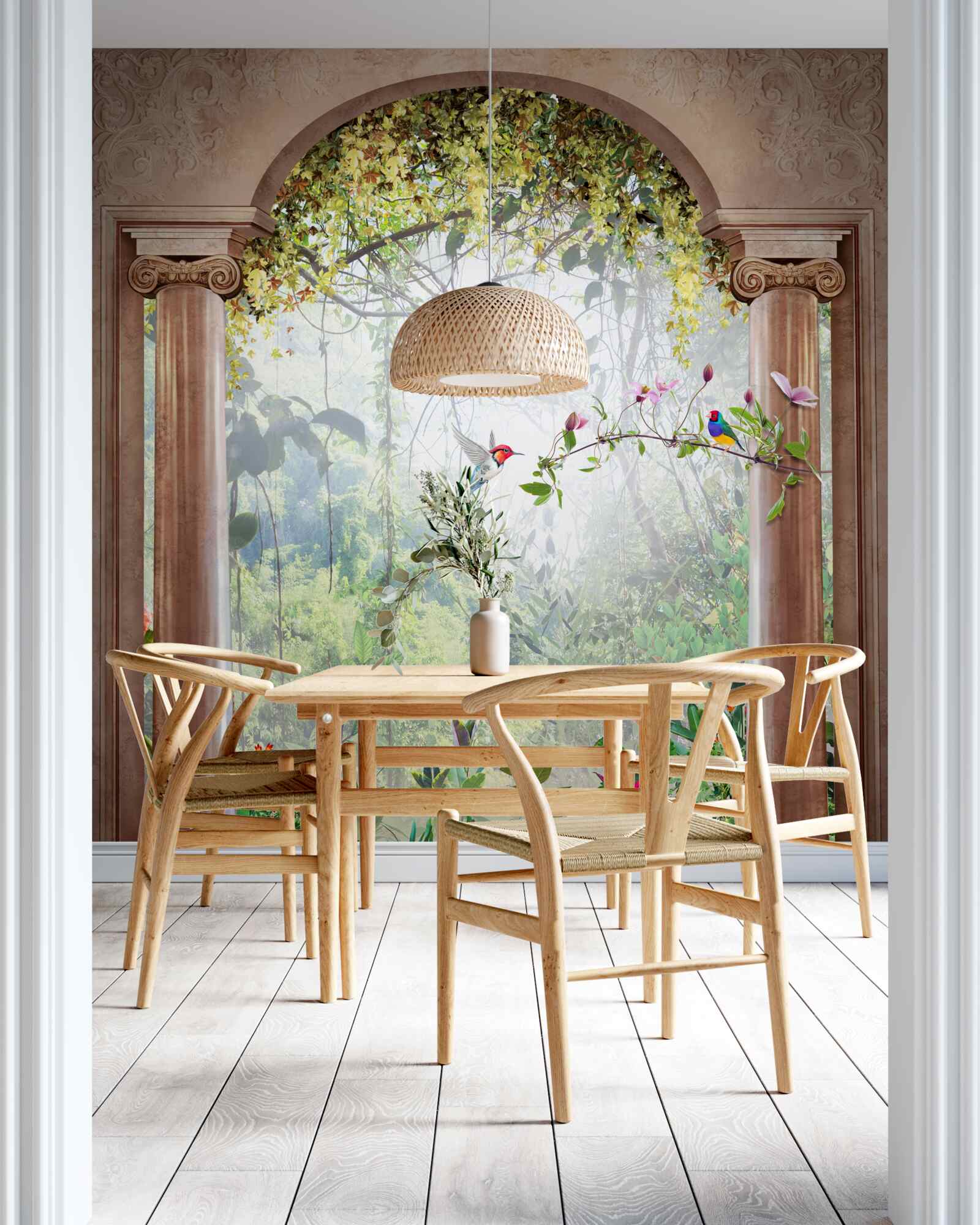 Фотошпалери сад з кам'яною аркою