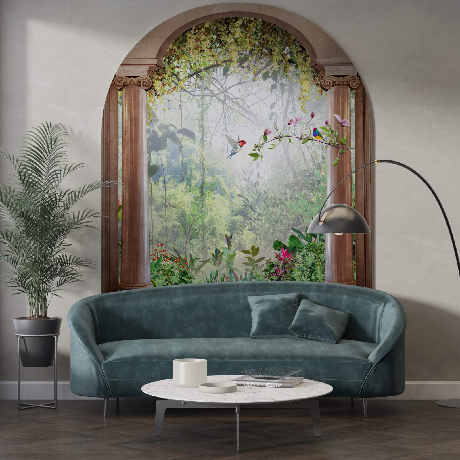 Фотошпалери сад з кам'яною аркою