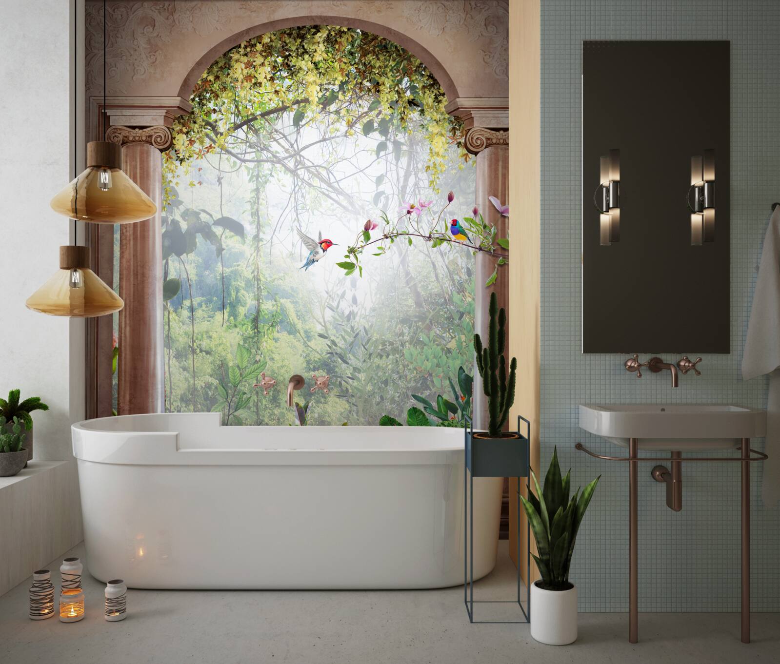 Фотошпалери сад з кам'яною аркою