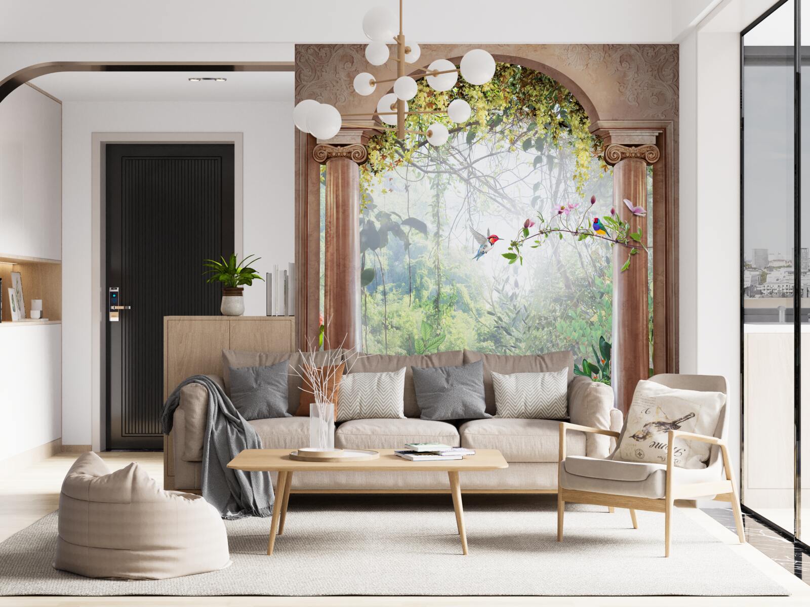 Фотошпалери сад з кам'яною аркою