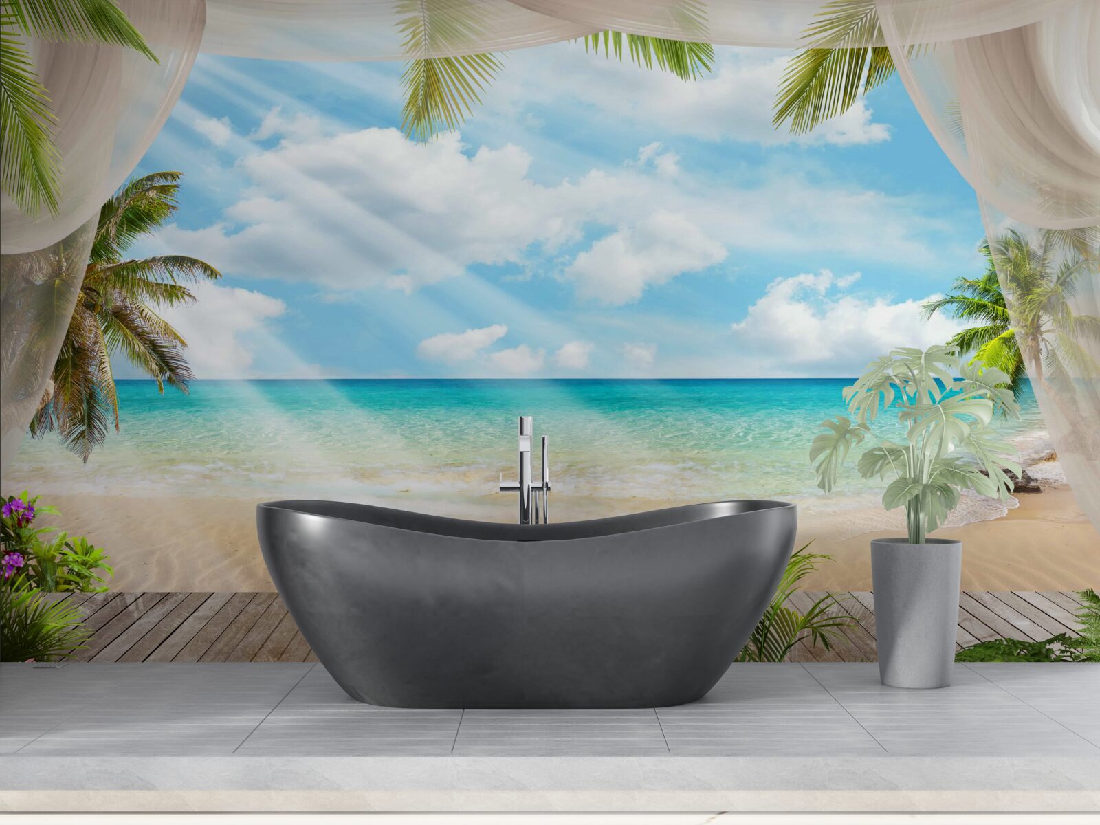 Фотошпалери шлях до океану крізь завісу