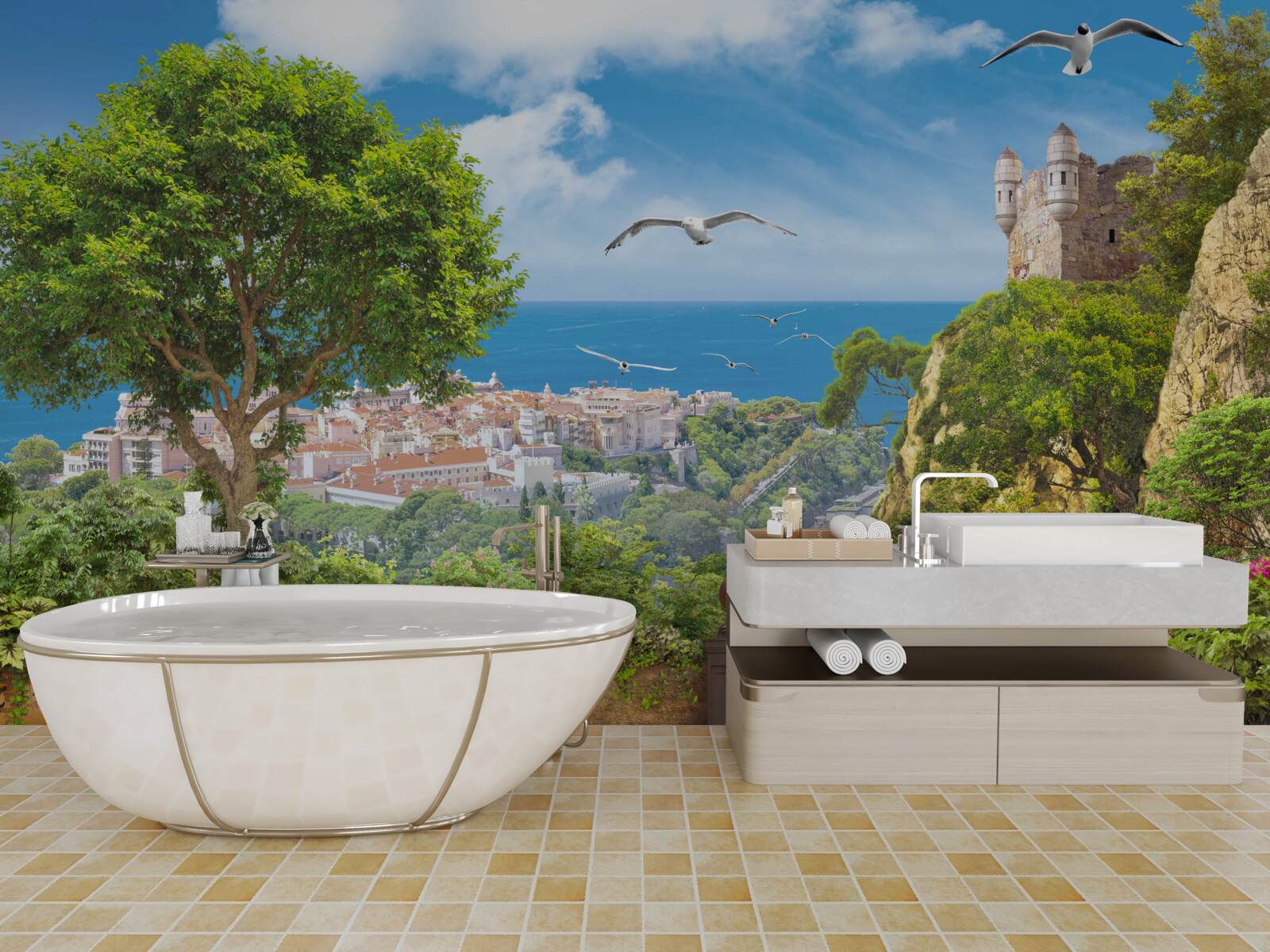 Фотошпалери місто біля океану