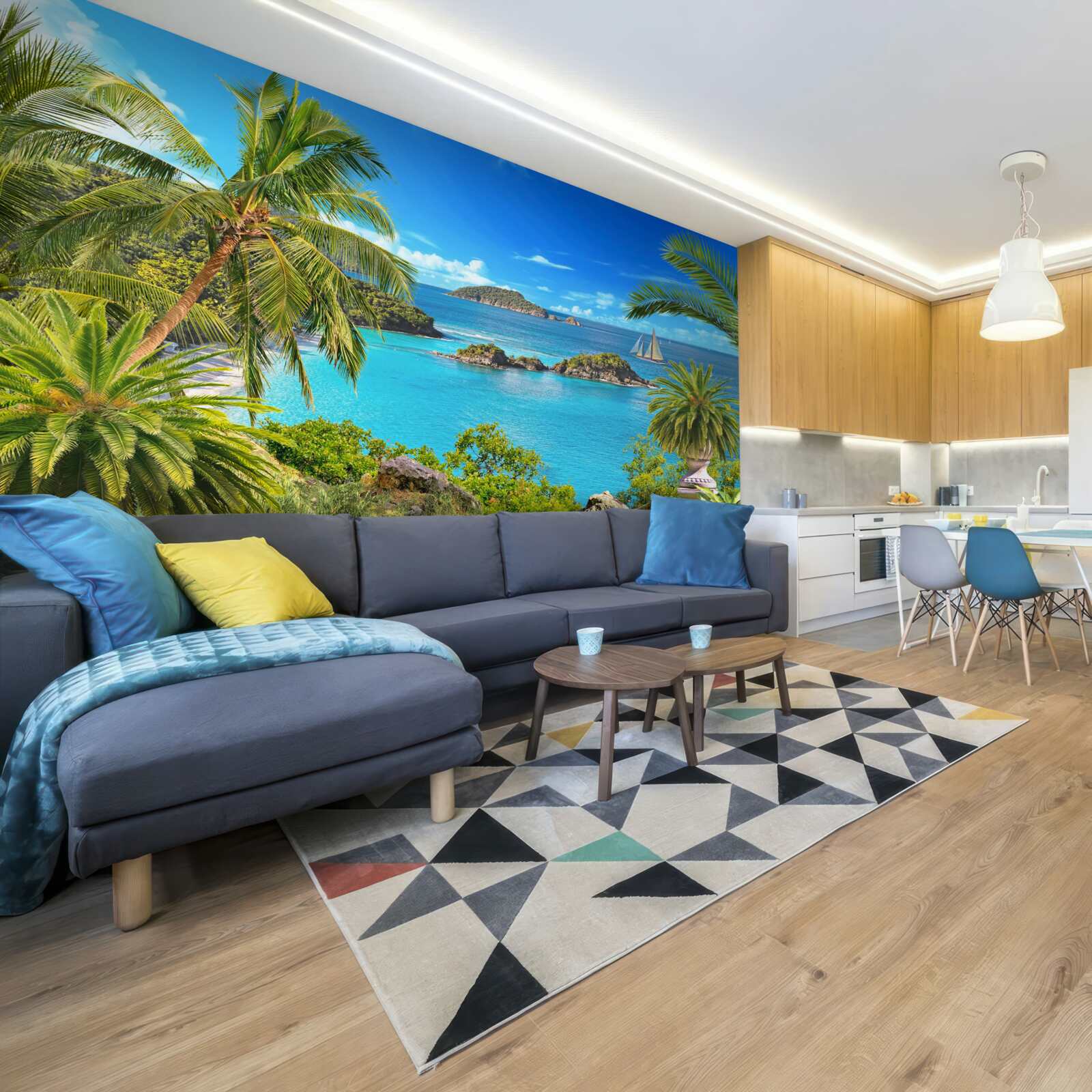 Фотошпалери океан і кокосові дерева