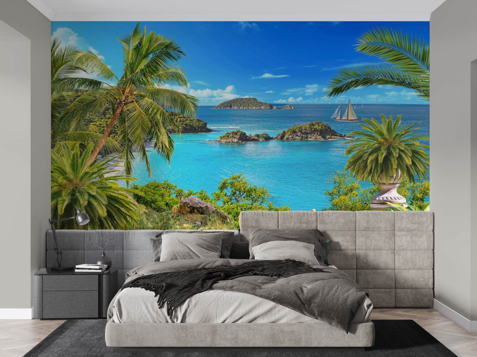 Фотошпалери океан і кокосові дерева