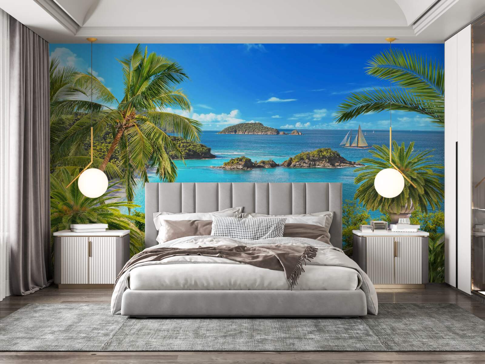 Фотошпалери океан і кокосові дерева