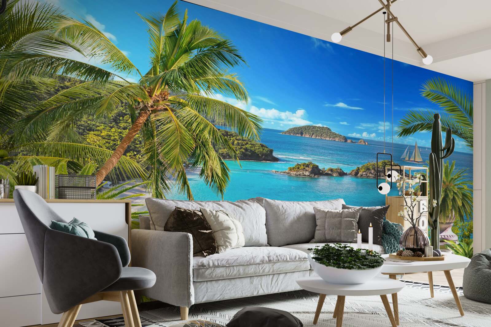 Фотошпалери океан і кокосові дерева