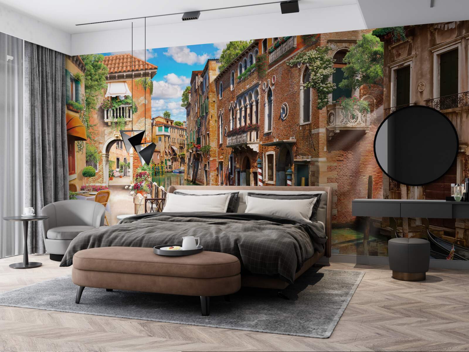 Фотошпалери гондола, залишена на автостоянці у венеції