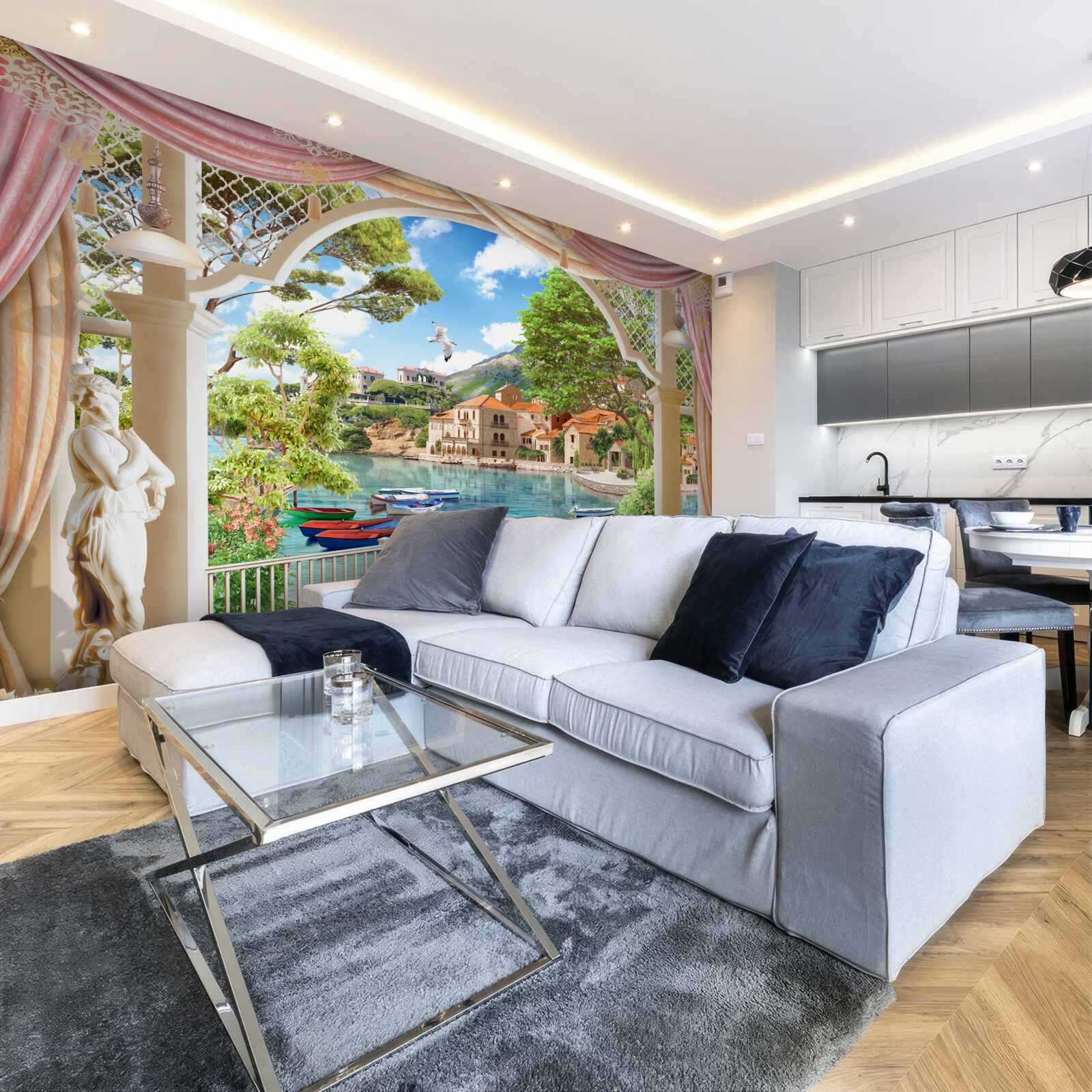 Фотошпалери з балкона відкривається вид на море і човни