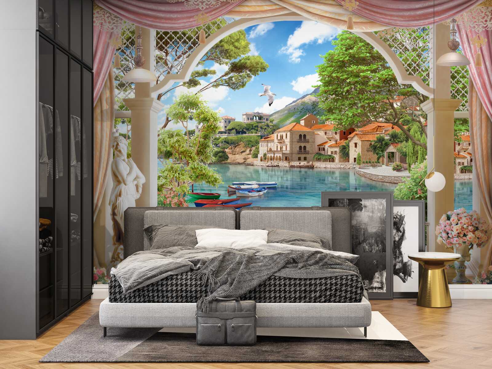 Фотошпалери з балкона відкривається вид на море і човни