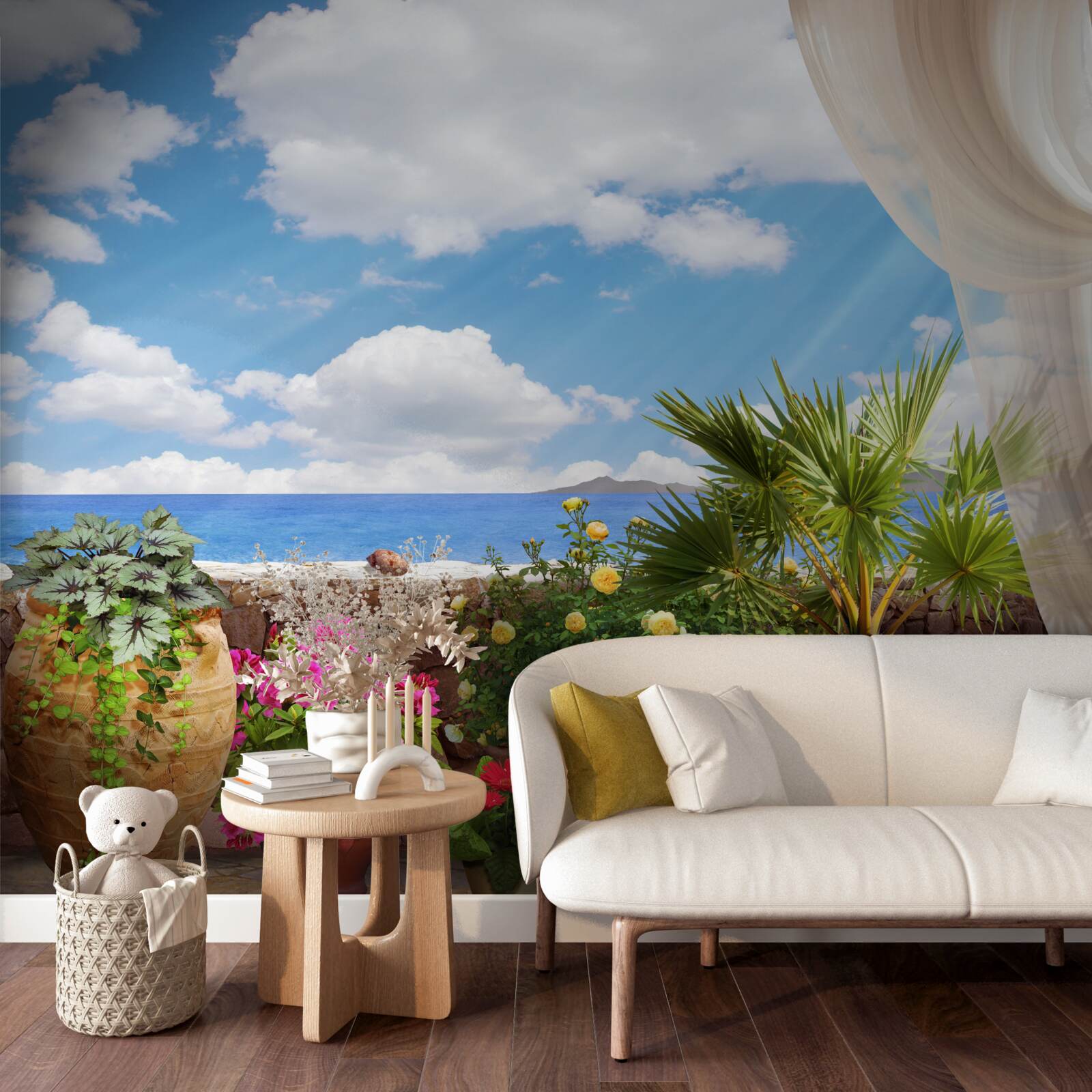 Фотошпалери балкон у горщиках