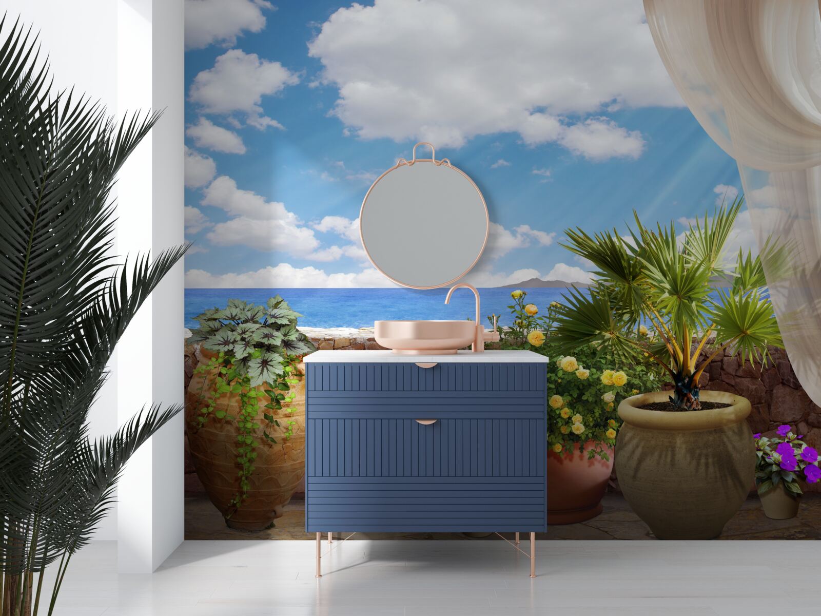 Фотошпалери балкон у горщиках