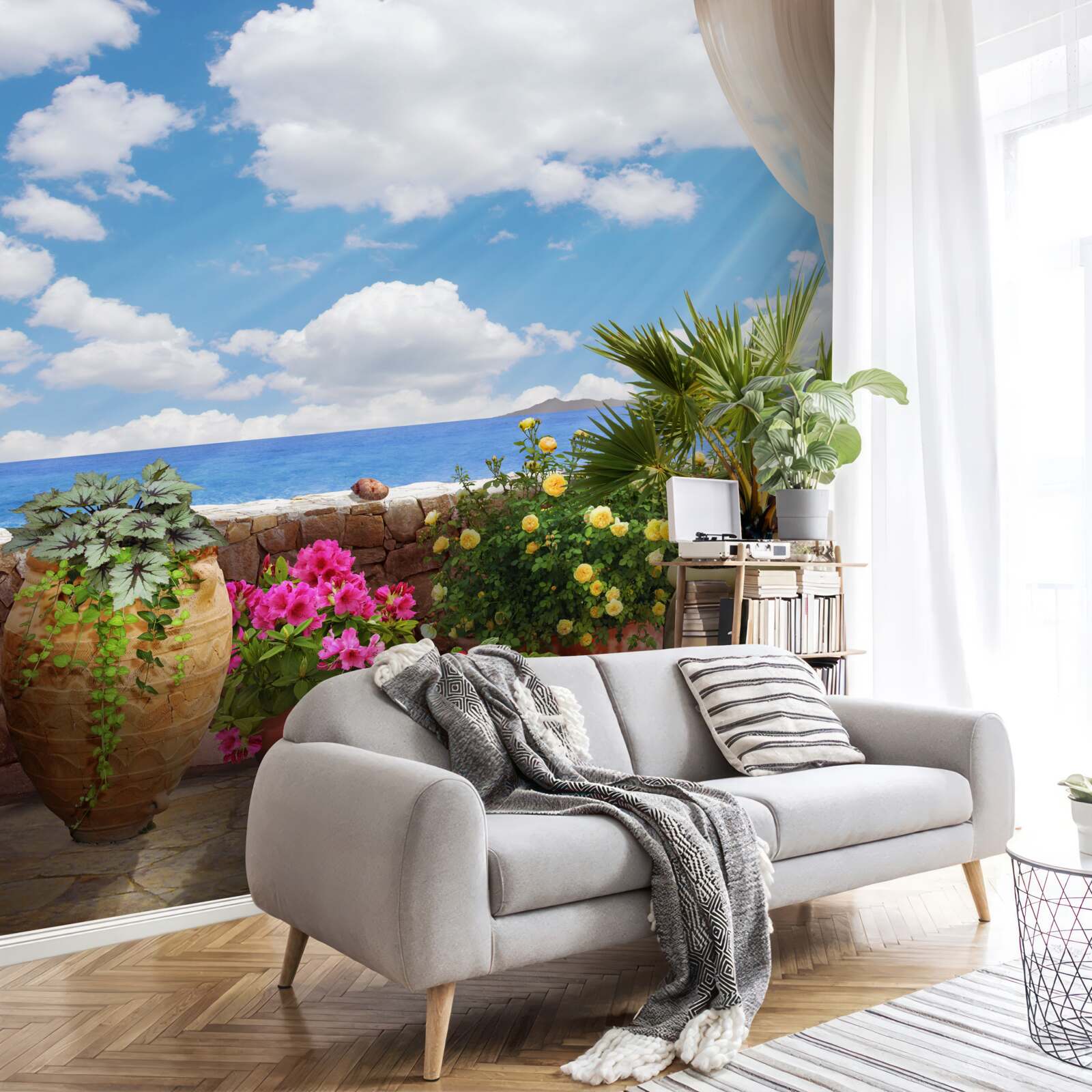 Фотошпалери балкон у горщиках