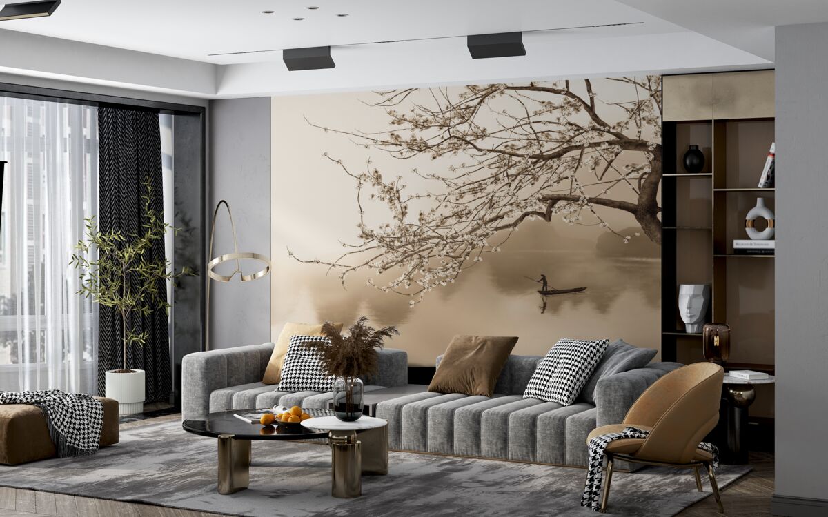 Фотошпалери чоловік пливе на кораблі